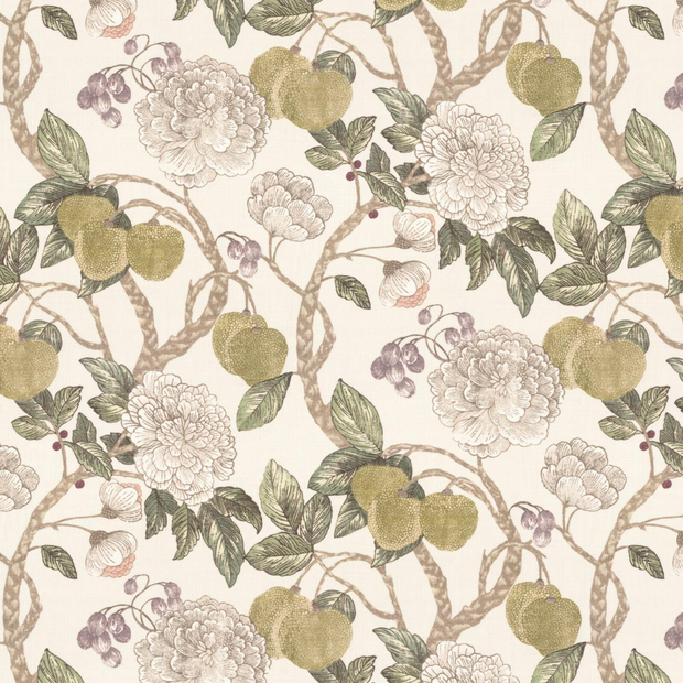 Photo of the fabric Valencia Verdigris swatch by James Dunlop. Use for Curtains, Accessory. Style of Floral And Botannical, Print