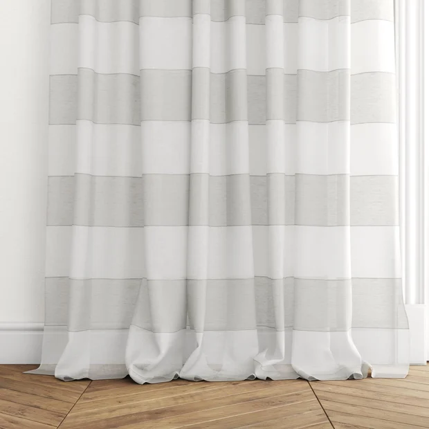 Photo of the fabric Long Beach Oyster swatch by James Dunlop. Use for Sheer Curtains. Style of Sheer, Stripe