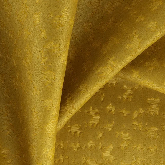 Photo of the fabric Requiem Gold swatch by FR-One. Use for Curtains, Upholstery, Accessory, Top of Bed. Style of Abstract, Velvet