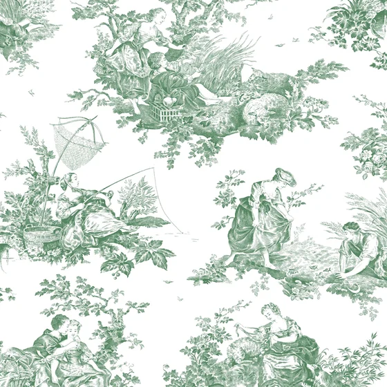 Photo of the fabric Scene D'Ete Wallpaper 8791 8791 77 10 swatch by Casadeco. Use for Wall Covering. Style of Floral And Botannical
