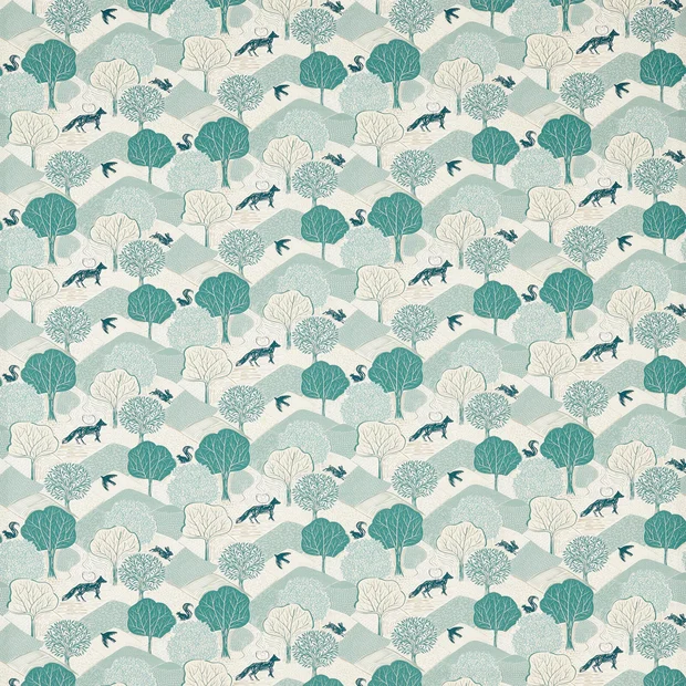 Photo of the fabric Kielder F1783 2 swatch by Clarke & Clarke. Use for Curtains, Upholstery Light Duty, Accessory. Style of Animals And Birds, Print