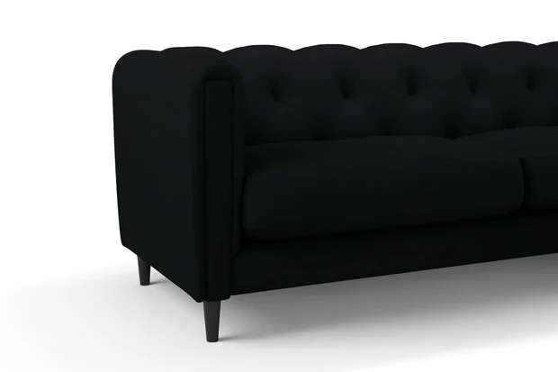 Photo of the fabric Supervio Onyx swatch by James Dunlop FibreGuard. Use for Upholstery, Accessory, Top of Bed. Style of Plain, Velvet