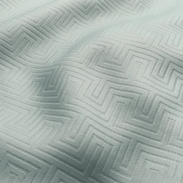 Photo of the fabric Remain Aqua swatch by FR-One. Use for Curtains, Upholstery, Accessory, Top of Bed. Style of Geometric, Velvet