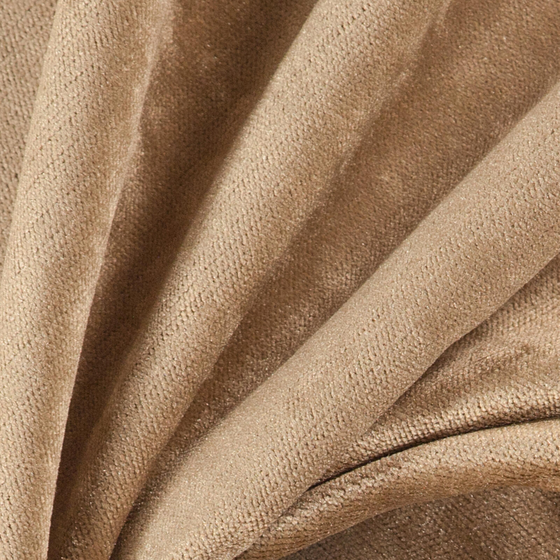 Photo of the fabric Monte Carlo Toffee swatch by Zepel. Use for Curtains, Upholstery, Accessory, Top of Bed. Style of Plain, Velvet