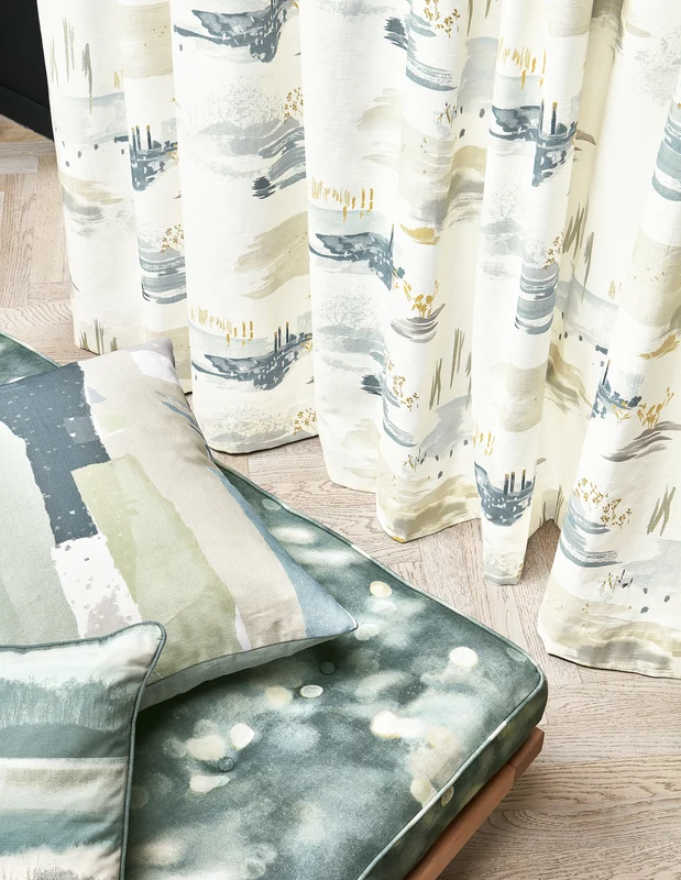 Photo of the fabric Amble V3431 01 in situ by Villa Nova. Use for Curtains, Upholstery Light Duty, Accessory. Style of Abstract, Print