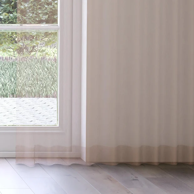 Photo of the fabric Makai (JDG) Copper swatch by Mokum. Use for Sheer Curtains. Style of Plain, Sheer