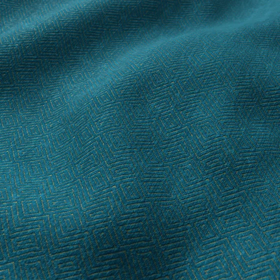Photo of the fabric Ledbury Teal swatch by Zepel FibreGuard Pro. Use for Upholstery, Accessory. Style of Chenille, Geometric