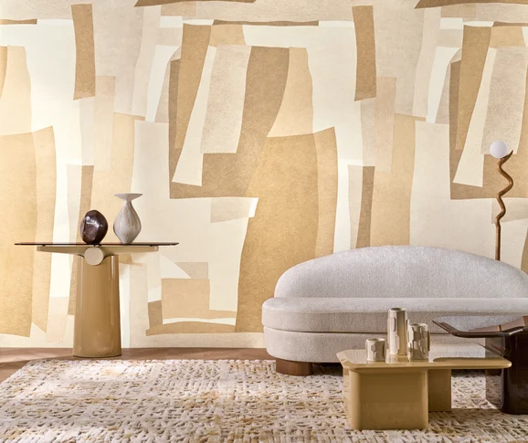 Photo of the fabric Vernissage Panel 7157 0102 in situ by Casamance. Use for Wall Covering, Wall Panel/Mural. Style of Abstract, Texture