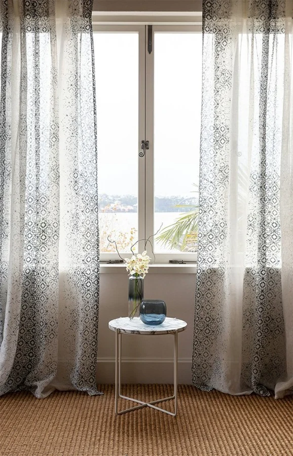 Photo of the fabric Arctic Nile in situ by James Dunlop. Use for Sheer Curtains. Style of Abstract, Sheer