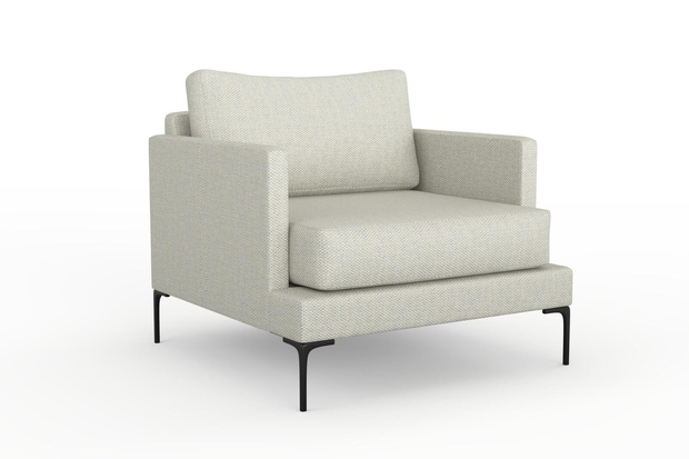 Photo of the fabric Strata Powder Blue swatch by Mokum. Use for Upholstery, Accessory. Style of Plain, Texture