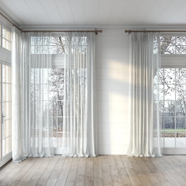 Photo of the fabric Beech Grey Marl swatch by James Dunlop. Use for Sheer Curtains. Style of Plain, Sheer