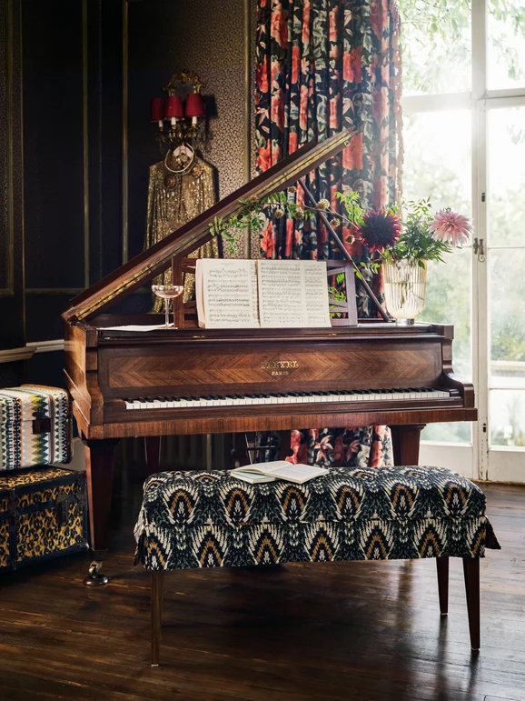 Photo of the fabric Lolana Velvet 8000 03 in situ by Romo. Use for Curtains, Upholstery, Accessory