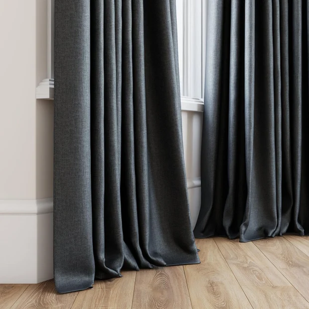 Photo of the fabric Matrix FR Gunmetal swatch by James Dunlop Essentials. Use for Curtains. Style of Dim Out, Plain