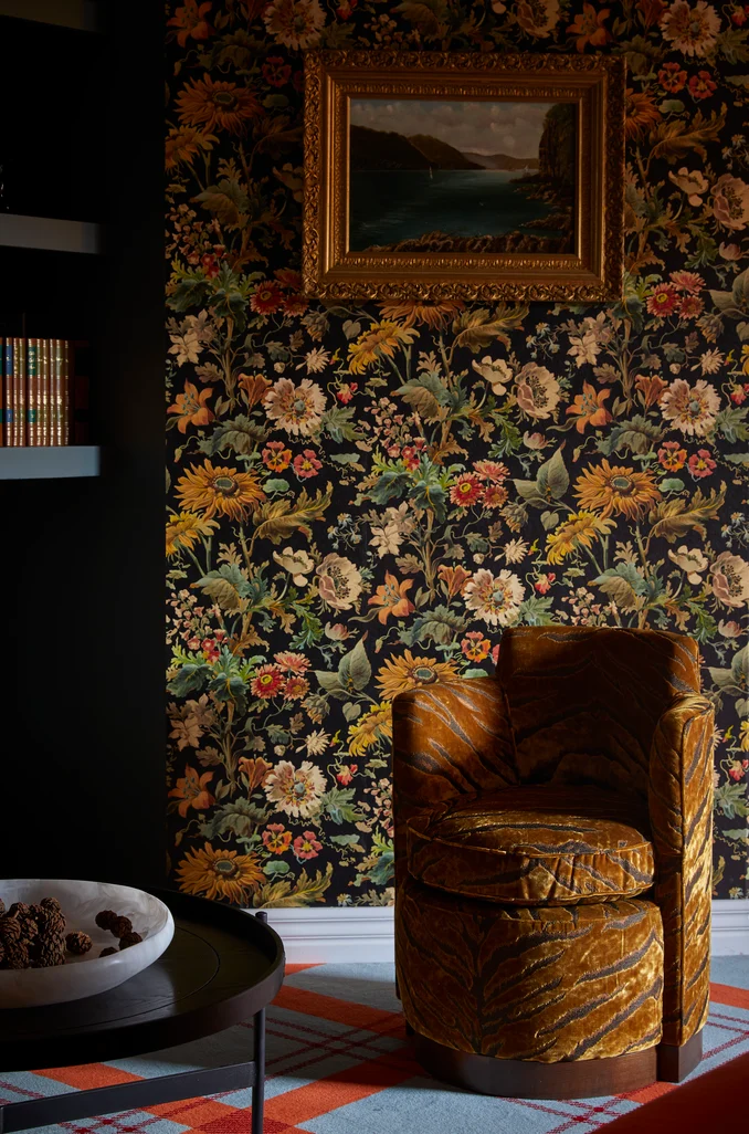 House of Hackney wallcovering at THE DAIRY PRIVATE HOTEL BY NAUMI HOTELS, QUEENSTOWN, interior by Material Creative