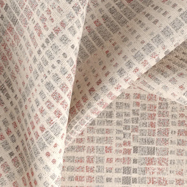 Photo of the fabric Tilde Chilli swatch by Zepel. Use for Upholstery, Accessory. Style of Geometric, Texture