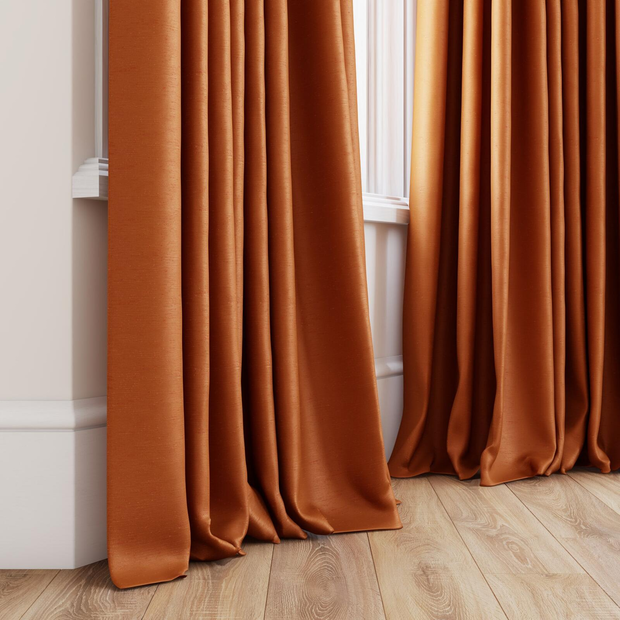 Photo of the fabric Silk Road Pumpkin swatch by James Dunlop Essentials. Use for Curtains, Accessory. Style of Plain, Texture