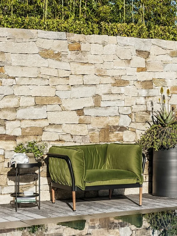 Photo of the fabric South Beach Charcoal in situ by Mokum. Use for Upholstery, Accessory. Style of Plain, Velvet