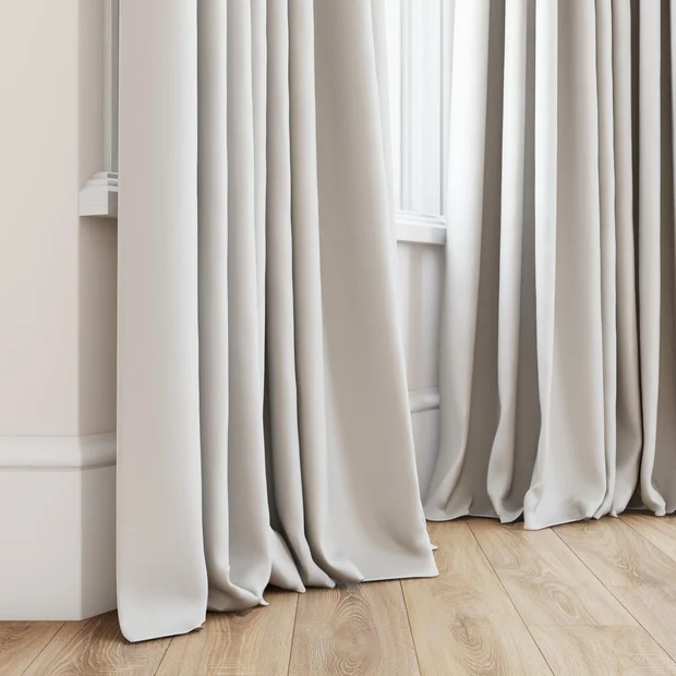 Photo of the fabric Quantum FR Oyster swatch by Linings. Use for Curtains. Style of Dim Out