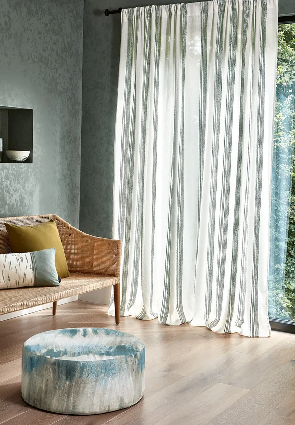 Photo of the fabric Harley V3488 03 in situ by Villa Nova. Use for Curtains. Style of Embroidery