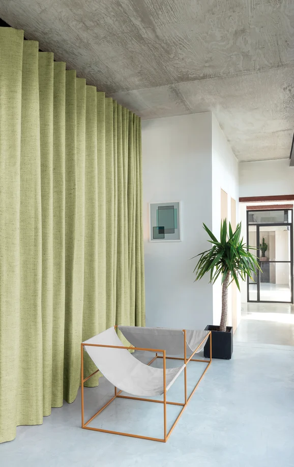 Photo of the fabric Dryland Oyster in situ by James Dunlop Essentials. Use for Curtains, Accessory. Style of Plain, Texture