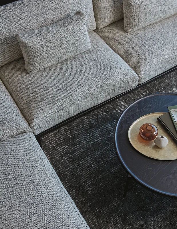 Photo of the fabric Entwine Grey Marl in situ by James Dunlop. Use for Upholstery, Accessory. Style of Plain, Texture