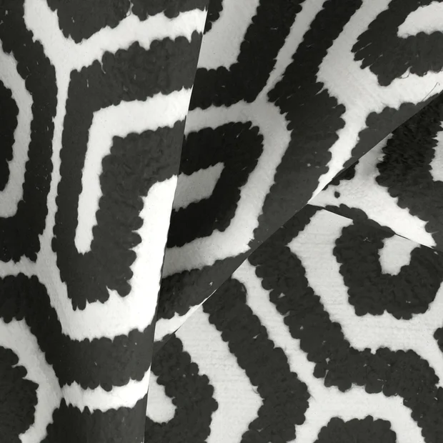 Photo of the fabric Comdeca Liquorice swatch by Zepel. Use for Curtains, Upholstery, Accessory. Style of Embroidery, Geometric