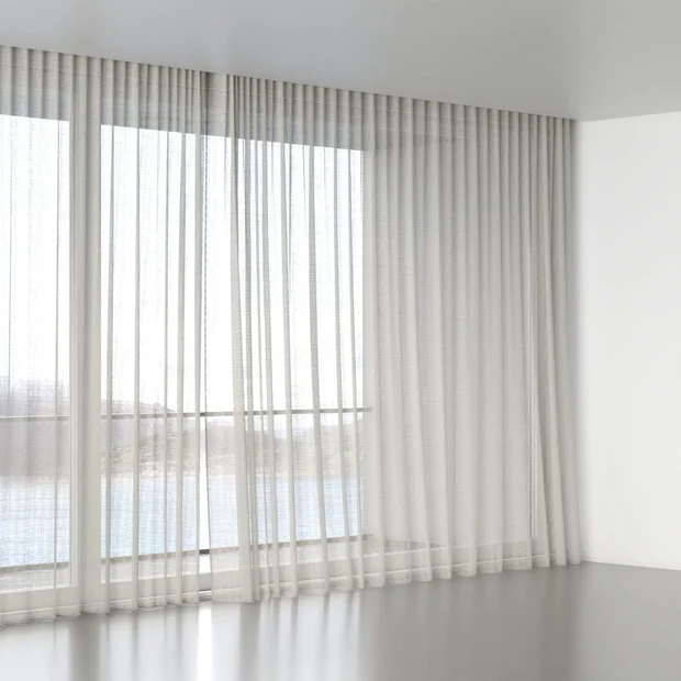 Photo of the fabric Scandinese Linen swatch by James Dunlop. Use for Sheer Curtains. Style of Plain, Sheer