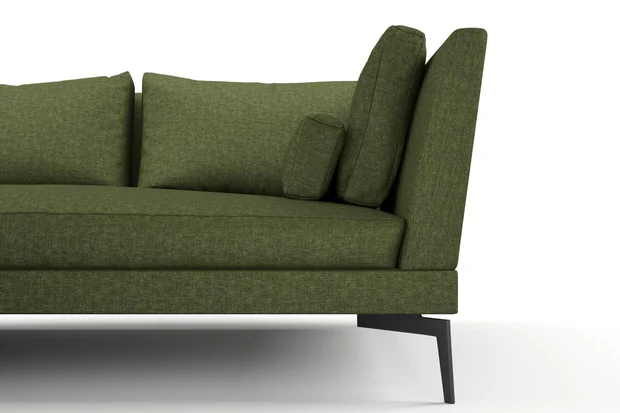 Photo of the fabric Tahiti Kale swatch by Mokum FibreGuard. Use for Curtains, Upholstery, Accessory, Top of Bed. Style of Chenille, Plain