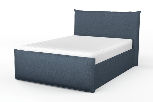 Photo of the fabric Grain Navy swatch by Mokum. Use for Upholstery, Accessory, Top of Bed. Style of Plain, Texture