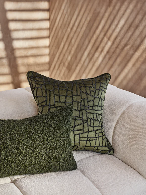 Photo of the fabric Kiesler Z734 03 in situ by Zinc. Use for Curtains, Upholstery, Accessory, Top of Bed. Style of Abstract