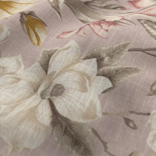 Photo of the fabric Botanist Blush swatch by James Dunlop. Use for Curtains, Upholstery Light Duty, Accessory, Top of Bed. Style of Floral And Botannical