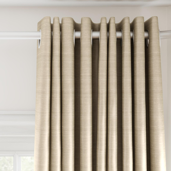 Photo of the fabric Luxe Ecru swatch by James Dunlop Essentials. Use for Curtains, Accessory, Top of Bed. Style of Plain, Texture