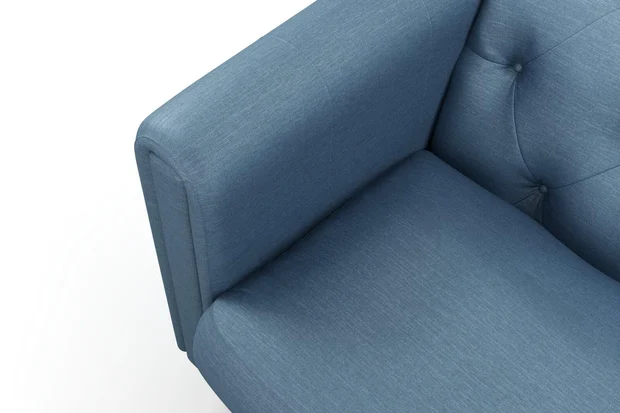 Photo of the fabric Provence Denim swatch by James Dunlop Essentials. Use for Curtains, Upholstery, Accessory, Top of Bed. Style of Plain, Texture