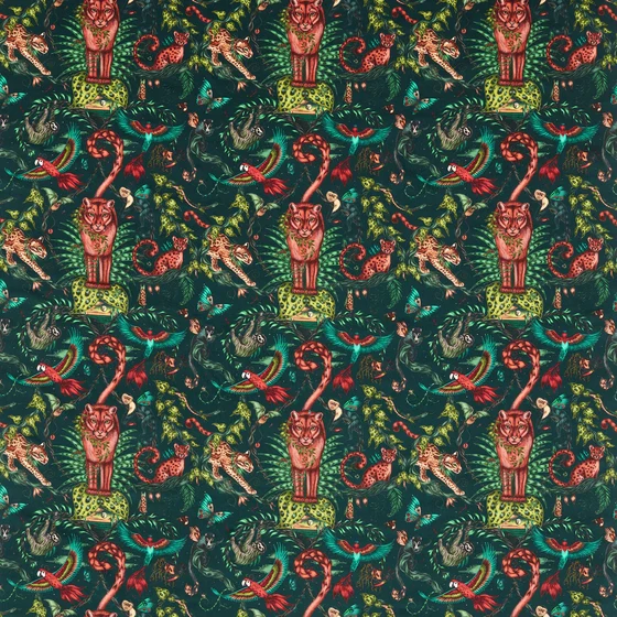 Photo of the fabric Bosque Dreams Velvet F1749 3 swatch by Clarke & Clarke. Use for Upholstery. Style of Animals And Birds, Velvet