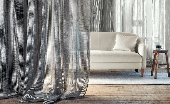 Photo of the fabric Lou Lou V1016 02 in situ by Villa Nova. Use for Sheer Curtains. Style of Sheer, Stripe