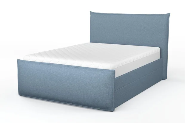 Photo of the fabric Pahi Sky swatch by Mokum. Use for Upholstery, Accessory. Style of Plain, Taffeta