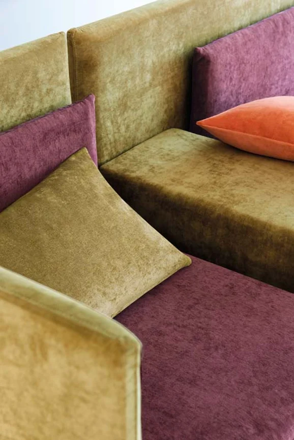 Photo of the fabric Restful Flax in situ by Zepel. Use for Curtains, Upholstery, Accessory, Top of Bed. Style of Plain, Velvet
