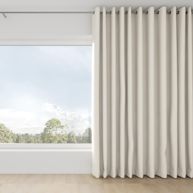Photo of the fabric Satori Stonewash Oyster swatch by Mokum. Use for Curtains, Upholstery Light Duty, Accessory, Top of Bed. Style of Plain, Texture