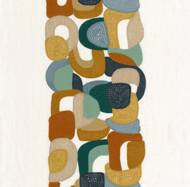 Photo of the fabric Convoitise 4519 4519 0265 swatch by Casamance. Use for Curtains, Accessory. Style of Embroidery, Geometric