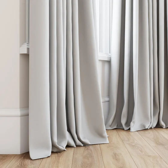 Photo of the fabric Quantum FR Ash swatch by Linings. Use for Curtains. Style of Dim Out
