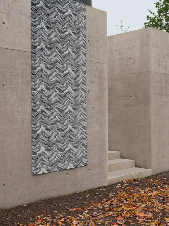 Photo of the fabric Falconetto Z628 04 in situ by Zinc. Use for Curtains, Upholstery, Accessory. Style of Abstract, Velvet