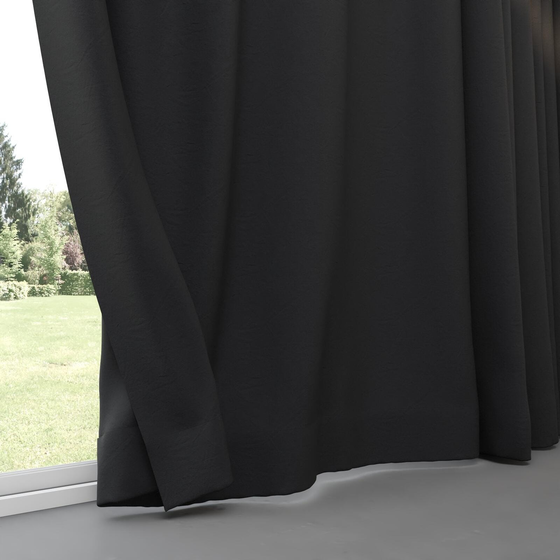 Photo of the fabric Satori Stonewash Onyx swatch by Mokum. Use for Curtains, Upholstery Light Duty, Accessory, Top of Bed. Style of Plain, Texture