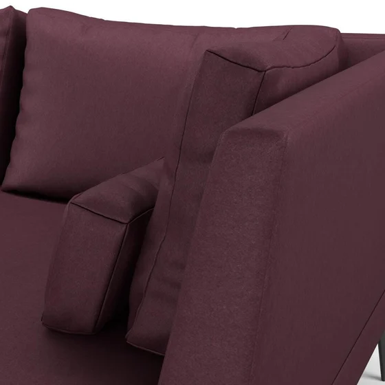 Photo of the fabric Prato Beaujolais swatch by Mokum. Use for Upholstery, Accessory. Style of Plain, Texture