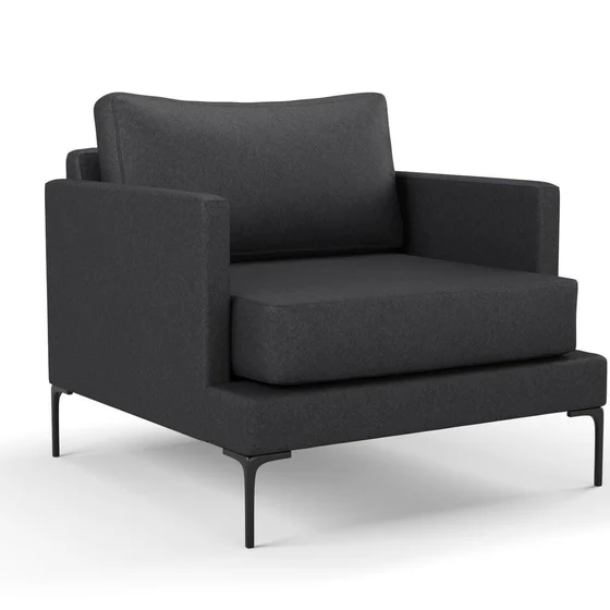 Photo of the fabric Prato Charcoal swatch by Mokum. Use for Upholstery, Accessory. Style of Plain, Texture