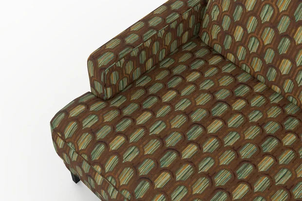 Photo of the fabric Beverly Hills Peacock swatch by Catherine Martin by Mokum. Use for Upholstery, Accessory. Style of Geometric, Velvet