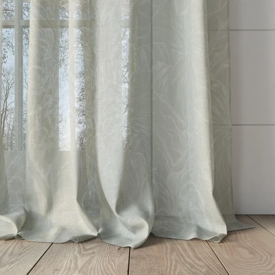 Photo of the fabric Palmery Willow swatch by James Dunlop. Use for Sheer Curtains. Style of Floral And Botannical, Sheer
