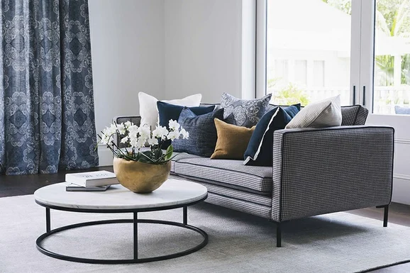 Photo of the fabric Heritage Natural in situ by James Dunlop. Use for Upholstery, Accessory. Style of Traditional