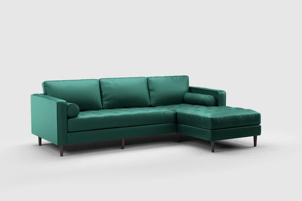 Photo of the fabric Determination Emerald swatch by James Dunlop FibreGuard. Use for Curtains, Upholstery, Accessory, Top of Bed. Style of Plain, Velvet