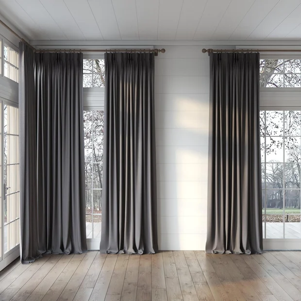 Photo of the fabric Trailblazer Steel swatch by James Dunlop FibreGuard. Use for Curtains, Upholstery, Accessory, Top of Bed. Style of Texture, Traditional