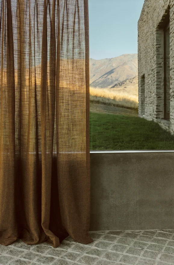 Photo of the fabric Element Silver Birch in situ by James Dunlop. Use for Curtains. Style of Plain, Texture